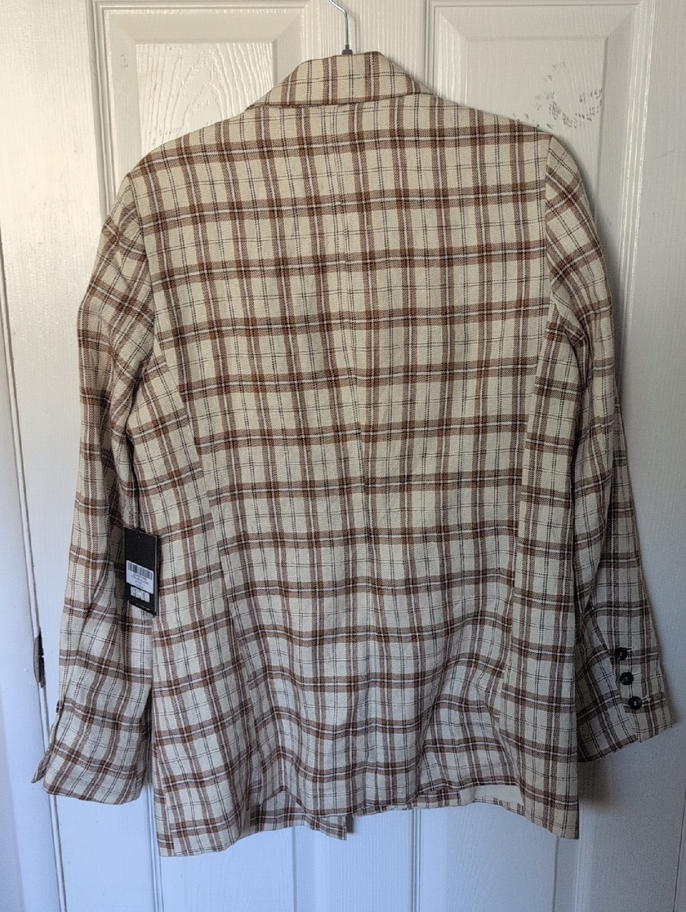 MWT Reformation Cream and Brown Plaid Blazer - Picture 5 of 11